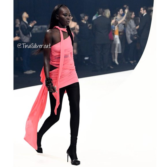 Mugler H&M Collector's Edition Knot-detail One-shoulder Dress Pink NWT - Picture 16 of 17